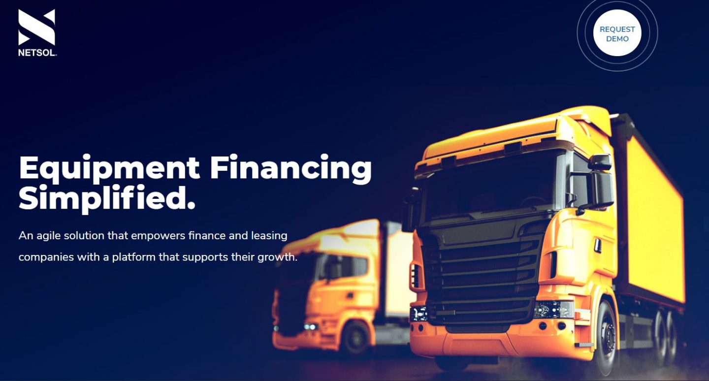 NETSOL Technology's landing page targets equipment leasing